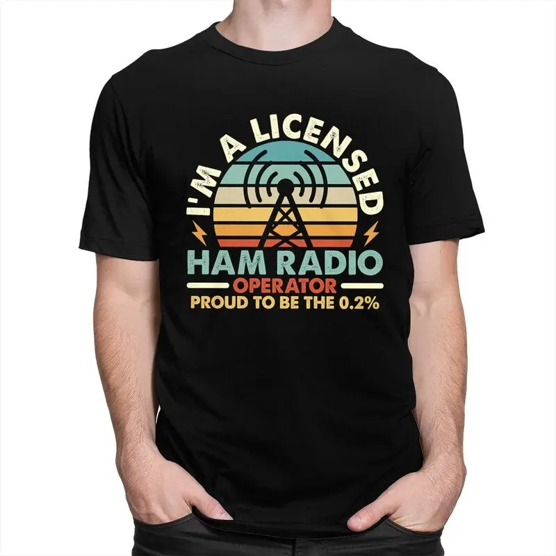 Custom Male Licensed Ham Retro Radio Operator T Shirts Short Sleeve Cotton Tshirts Streetwear T-shirt Leisure Tees Clothes