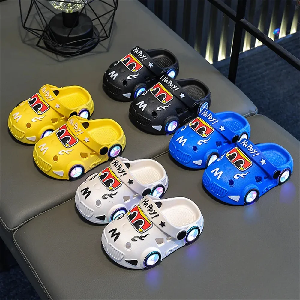 

Children's slippers Summer boys car luminous non-slip soft soles small large children bathroom baby beach slippers