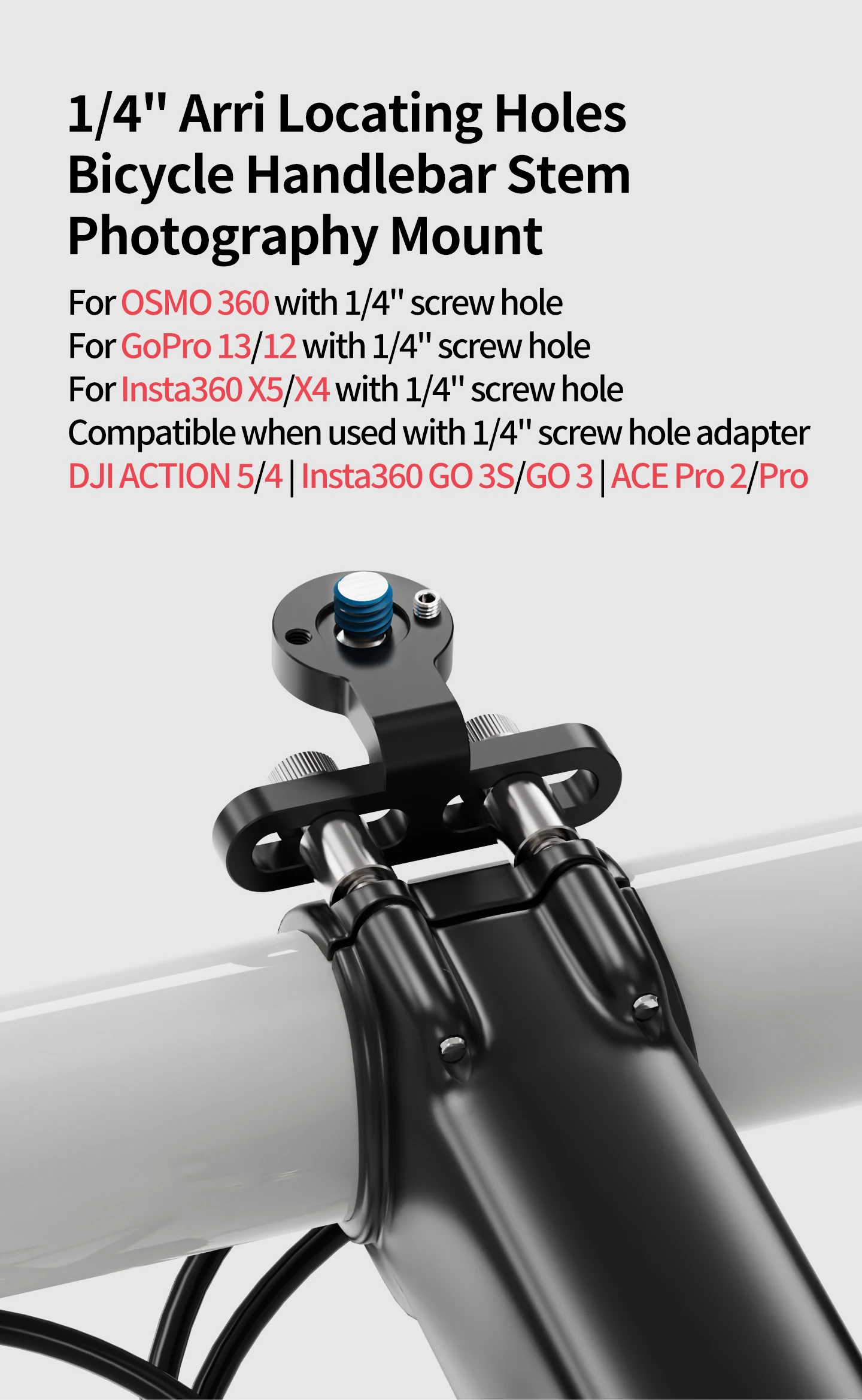 Universal Lenker Vorbau Kamera Halterung Fahrrad Scheinwerfer Halterung Handy GPS Halter für Gopro 13 Insta 360 OSMO Action Stehen – Detail 25