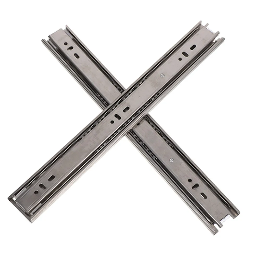 Drawer Slides 2 Pack 14 Inch Full Extension 3 Section Steel Side Mount Rails for Cabinets Heavy Duty
