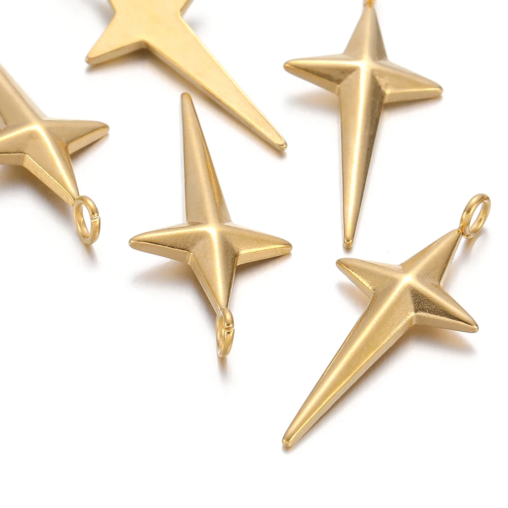 5 Stück Edelstahl-Stern-Kreuz-Anhänger für Ohrringe, DIY-Schmuckanhänger, Zubehör für die Schmuckherstellung, Armbandzubehör – Detail 5