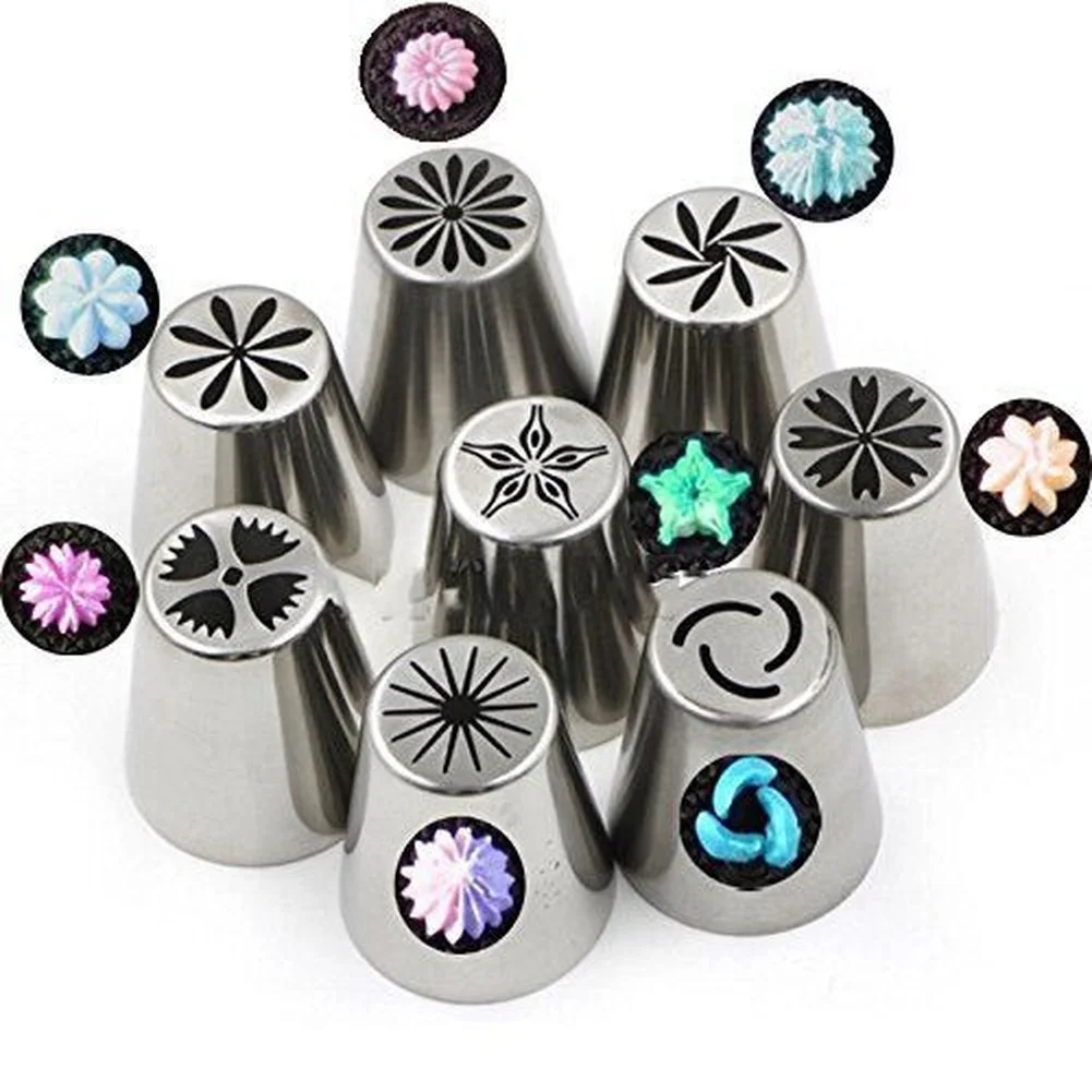 

10 PC Set Silk Flower Tools Russian Nozzle Leaves Pastry Nozzle Molding cupcake Cake Decorating Pastry Tube