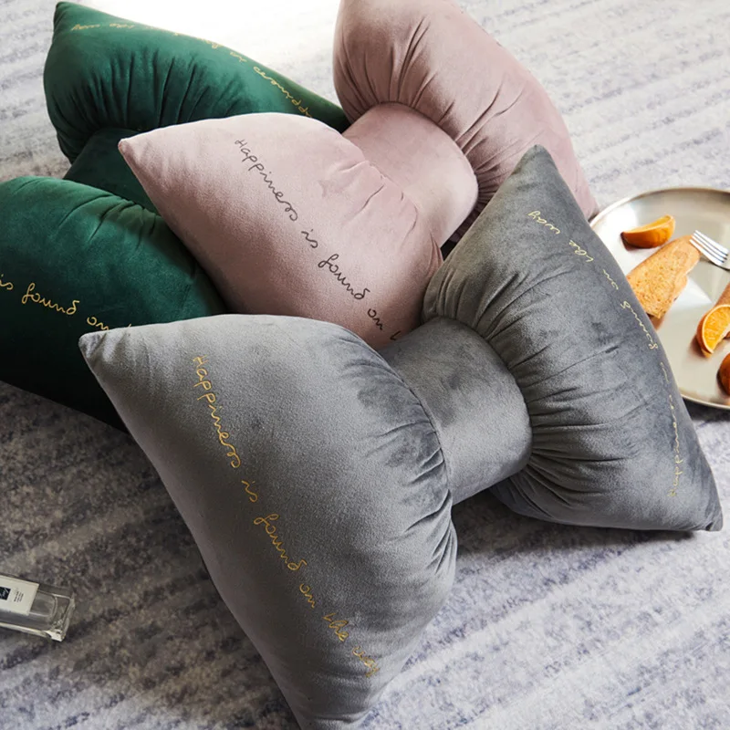 

Almohada decorativa de lazo con relleno de terciopelo para descanso del cuello, cojín de apoyo con lazo