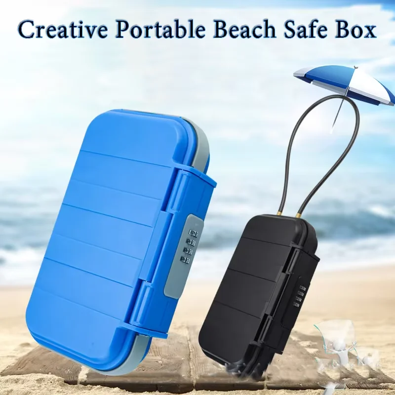 Creative Portable 4-digit Combination Lock Beach Safe Box With Steel Wire Outdoor Camp Sports Cycling Swim Security Storage Box