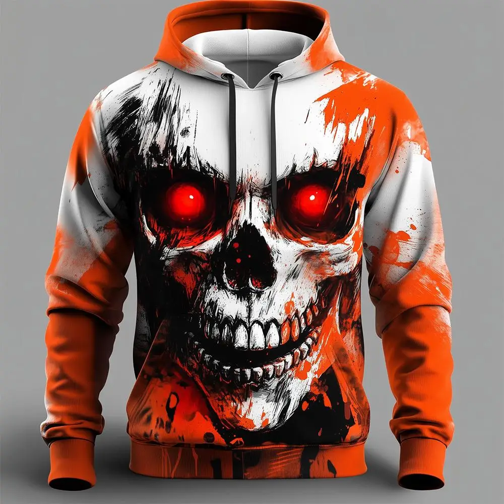 

Personalized Street Style Men's Hoodie Skull Tie-dye Print Oversized Pullover Hip-hop Fashion Casual Men Women Long-sleeved Tops
