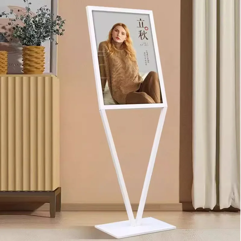 

Shopping mall advertising V-shaped vertical display stand Vertical floor-to-ceiling double-sided KT board display stand Guide