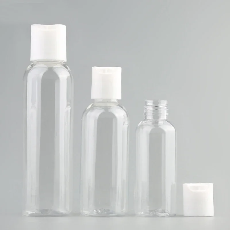 

100pcs 30ml-100ml Plastic PET Clear Emulsion Lotion Bottles Cosmetic Shampoo Containers Travel Vial Liquid Refillable Sub Bottle