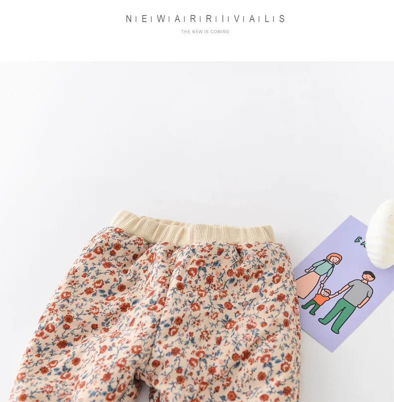 Koreanische Winter Kinder Mädchen 2PCS Kleidung Baumwolle Verdicken Floral Grenze Kind Jogger Hosen Anzug Langarm Einreiher Outfit – Detail 14