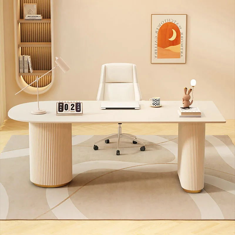 Luxury Standing Office Desk Study Modern Computer Gaming White Long Reception Office Desk Display Meuble Bureau Trendy Furniture