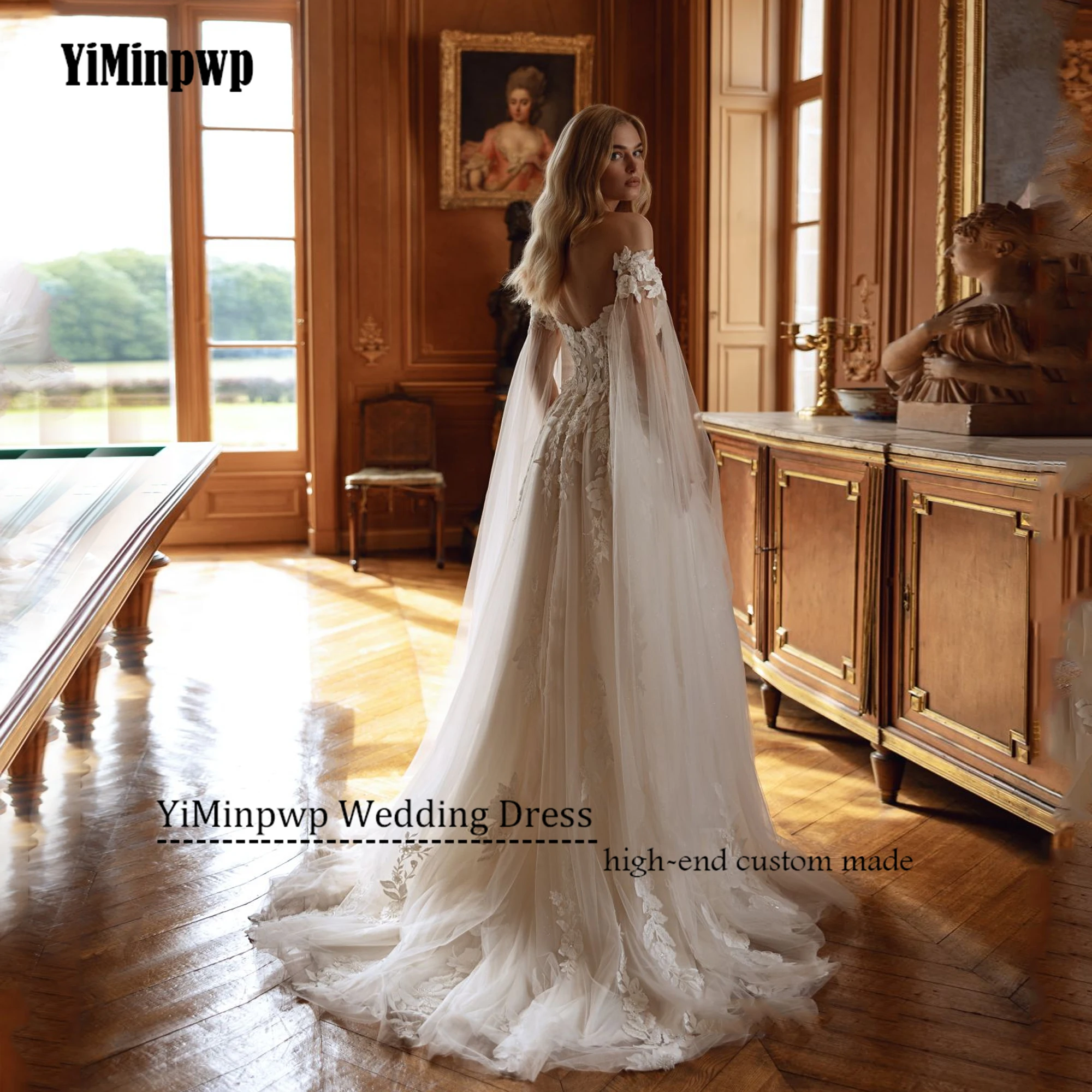 2026 Wedding Dresses for Bride Sweetheart Removable Long Sleeves A Line Side Split Tulle Appliques Beach Bridal Gowns Customized