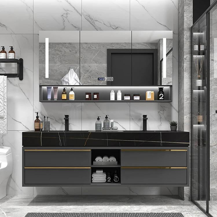 Immagine 5: Set di mobili da bagno per centro domestico, lavabo doppio deluxe, mobiletto per cosmetici da bagno