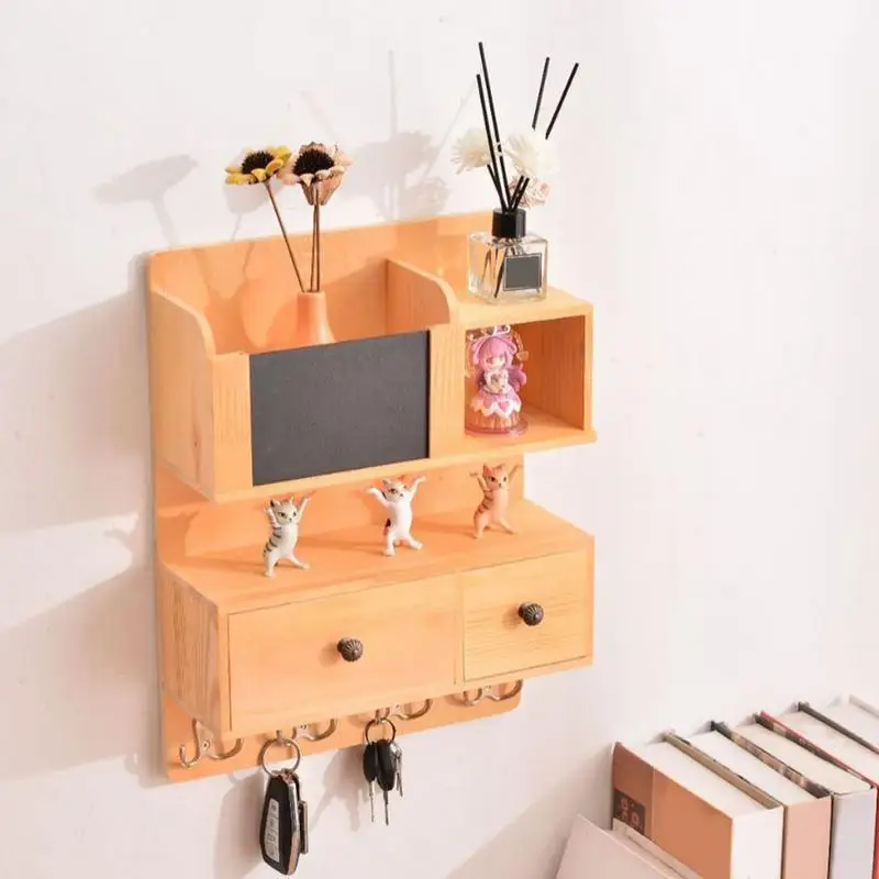 Key Holder For Wall Decor Mail Shelf Sorter Organizer Key Hanger Wall Mount With 4 Hooks Storage Rack For Kitchen Bathroom