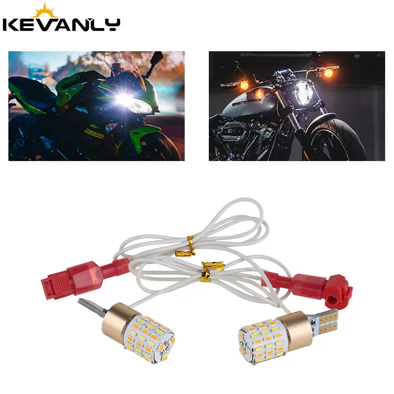 

1Pair T15 W16W Dual-color LED Motorcycle Headlight Bulbs 12V 3014 54SMD Super Bright Dustproof waterproof Turn Indicator Lamp