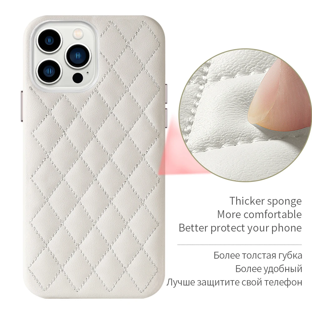 Clearance Sale Leather For Magsafe Case For iPhone 13 Pro Max 13Pro 13 mini Women Fashion Magnetic Stitching Luxury Back Cover