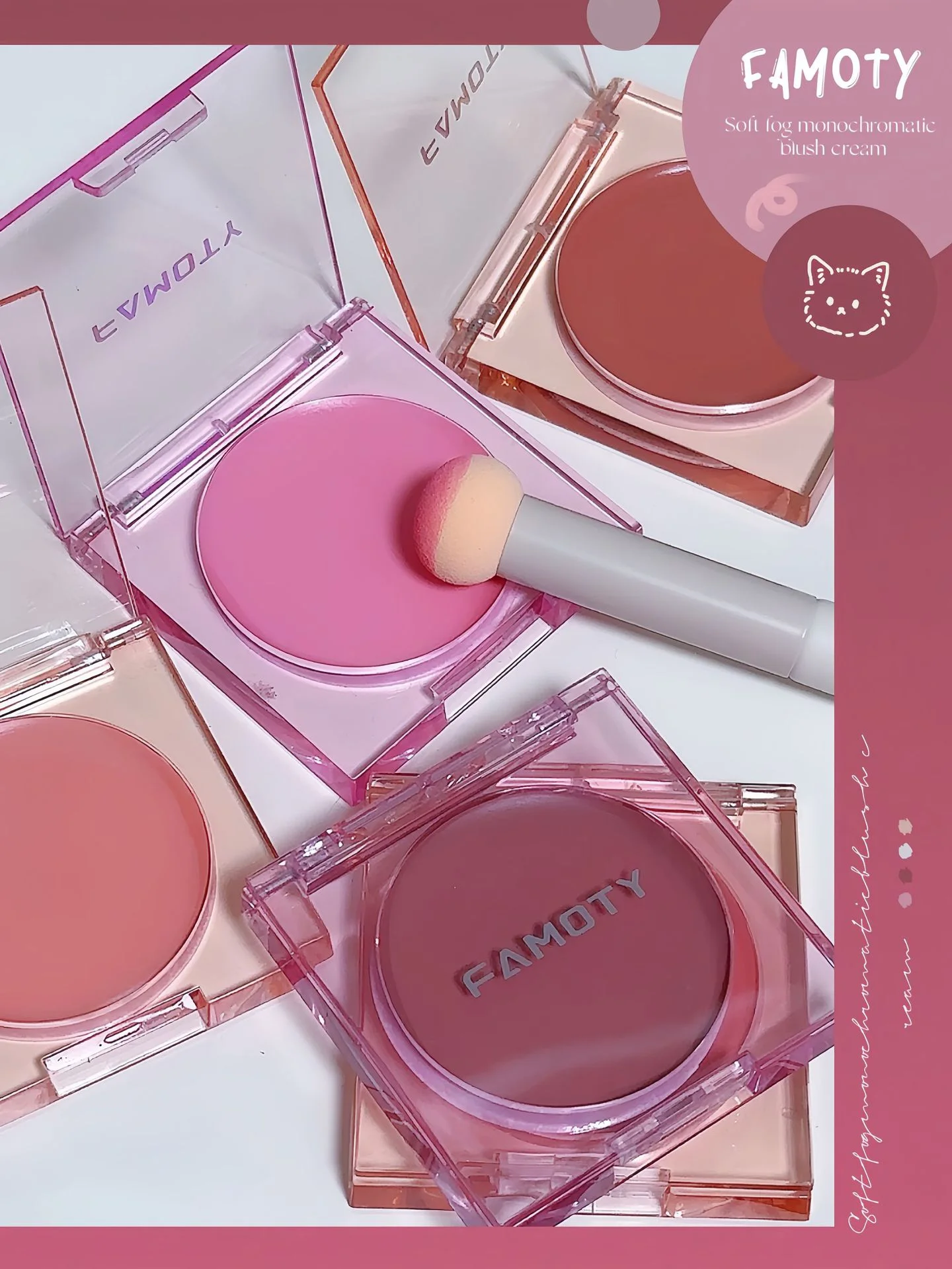 FAMOTY جو شهوة نقي توسيع اللون روج يضيء الفتيات تبييض الطبيعة دائم أحادية اللون مسحوق أحمر الخدود كريم #5