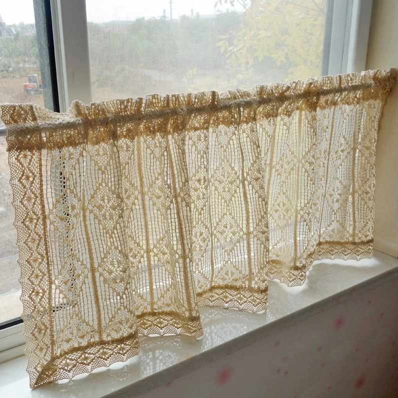 

Vintage white lace flower half curtain coffee curtain short curtain