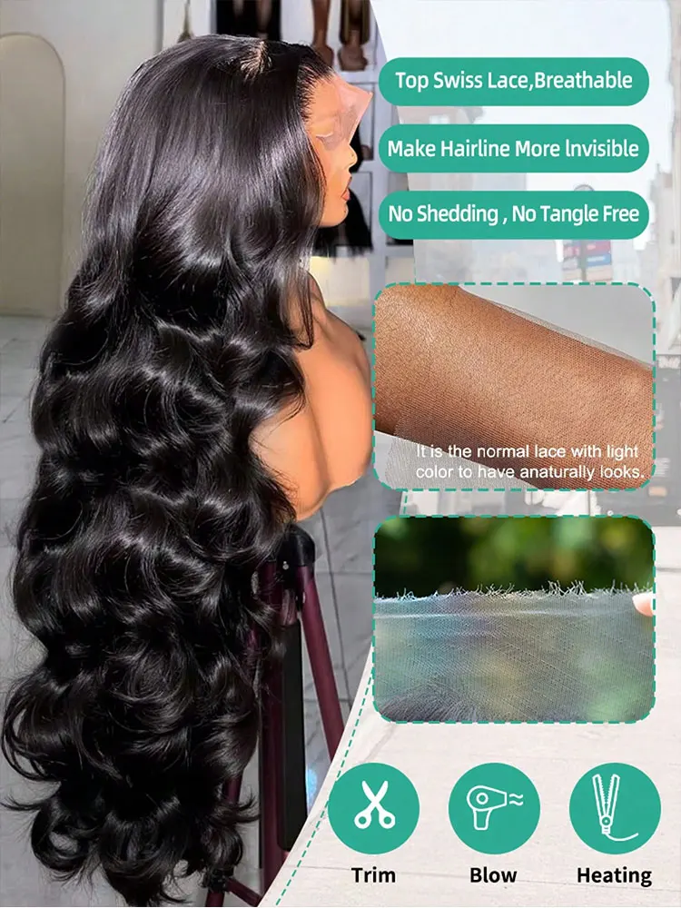 الجسم موجة 13x4 13x6 HD الدانتيل الشفاف الجبهة الباروكات إغلاق شعر مستعار 5x5 غلوليس شعر مستعار شعر الإنسان الدانتيل الباروكات الأمامية 250% الكثافة