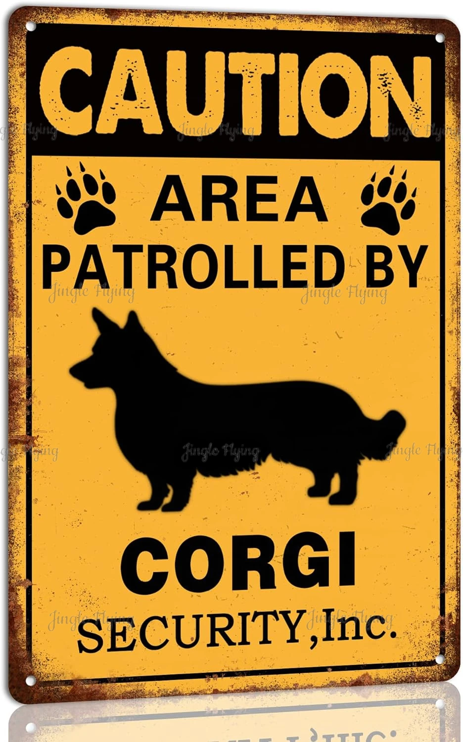 Corgi Sign Black Cat For Corgi Lovers Caution Tin Sign Dog Metal Tin Sign For Wall Art Corgi Stuff Man Cave