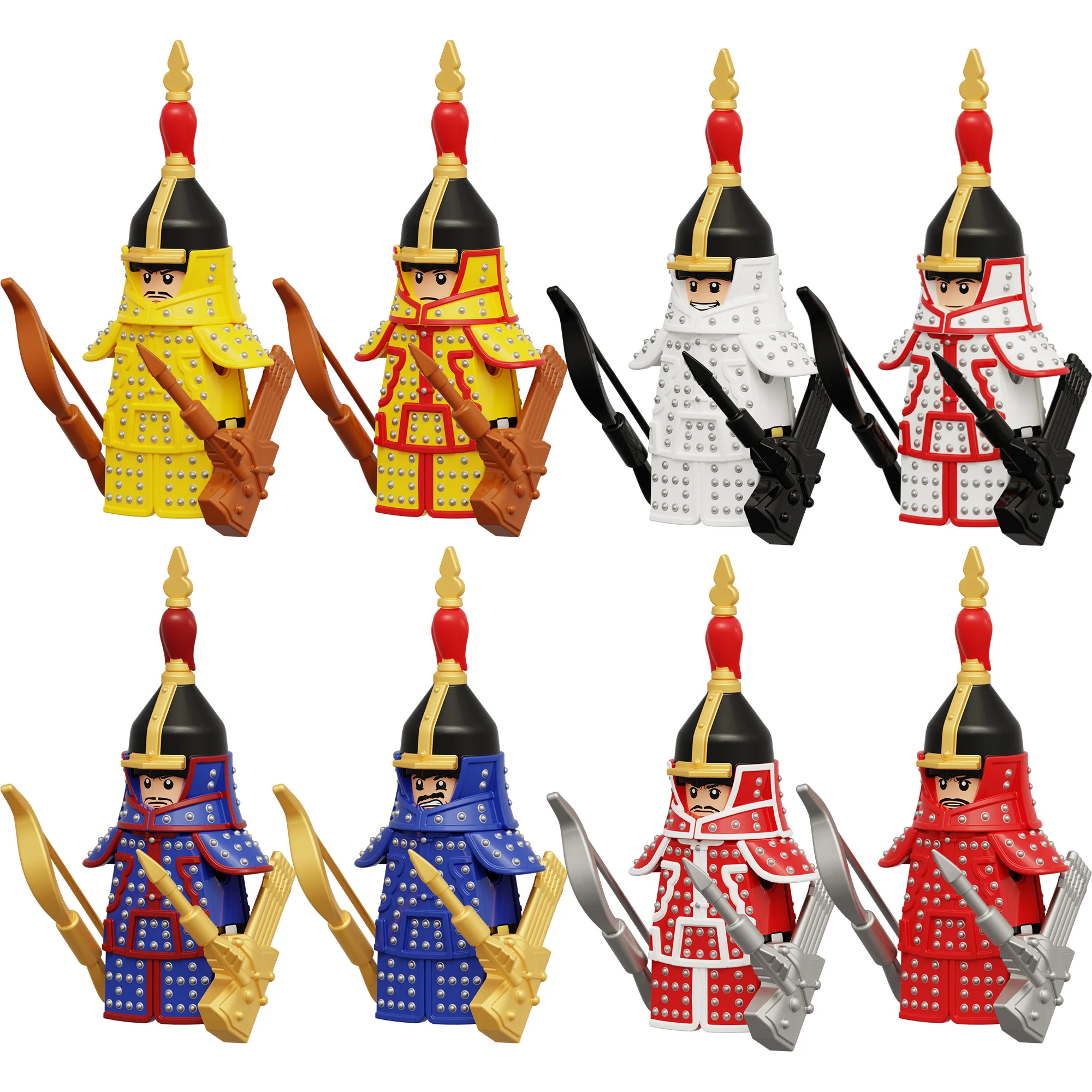 Ancient Chinese Military Building Blocks Eight Banners Qing Dynasty Soldiers Cavalry Mongol Army Figures Bricks Toys For Boys