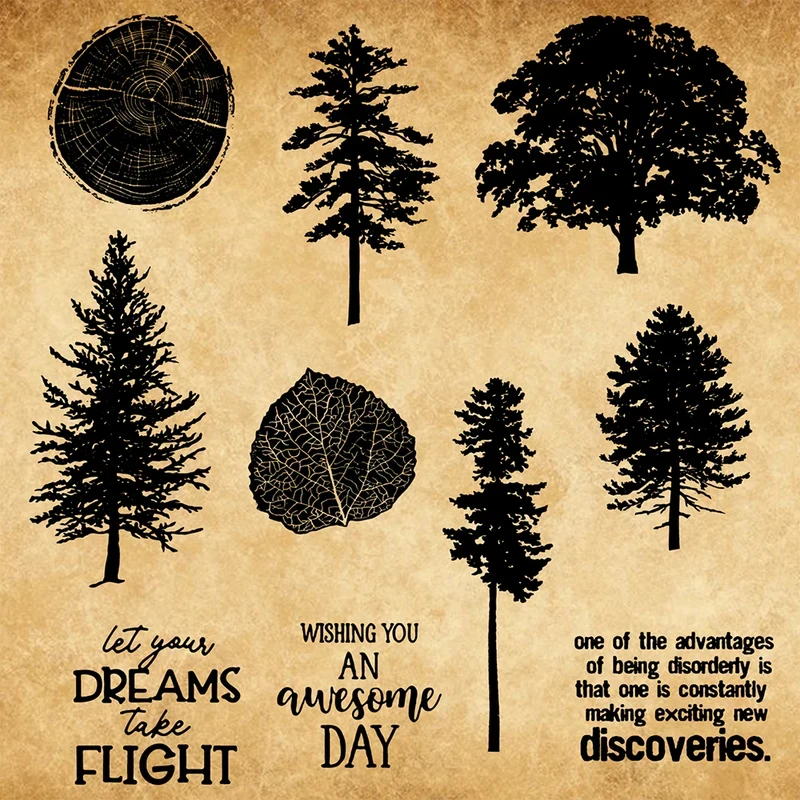 

Forest Trees Pine Cutting Dies Clear Stamp DIY Scrapbooking Metal Cut Dies Stamps For Making Cards Nature Stencil