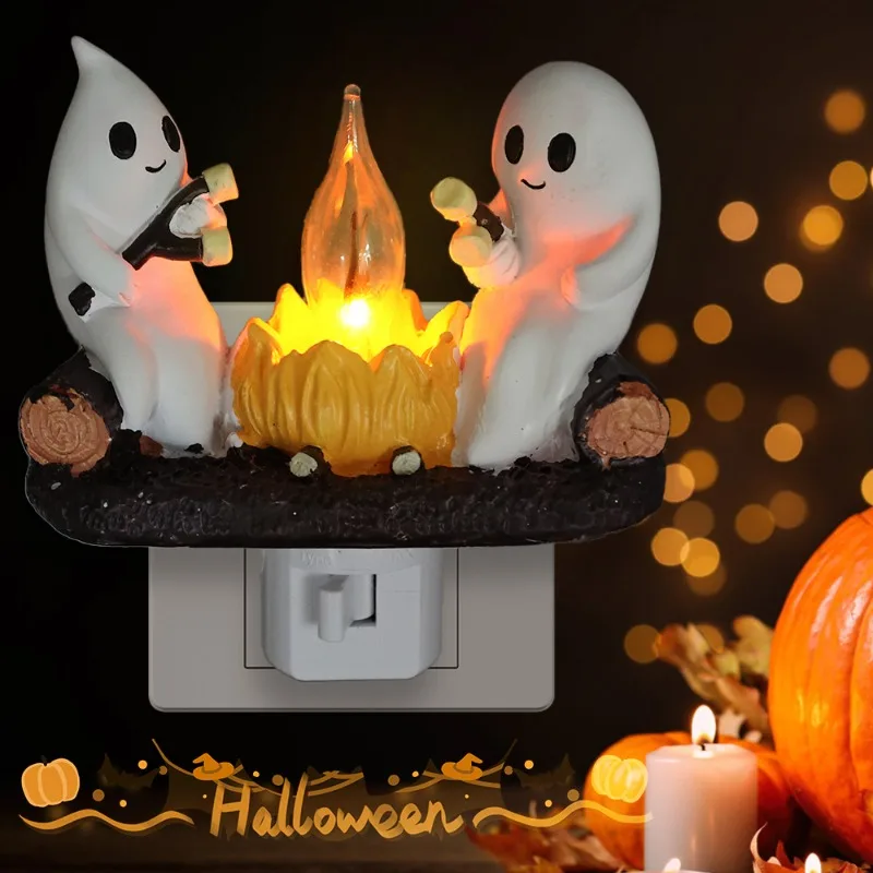 

Ghost Campfire Flickering Night Light 3D LED Electric Spooky Fire Night Light Halloween Party Home Decoration Festival Lamp