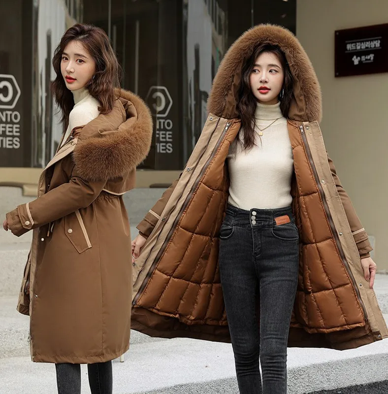 

Parkas Apparel Womens Winter Woolen Modern Tie Lacing Cinched Turn-Down Seam Pleated Diagonal Stiff Gym Baffled Air Safari Trend