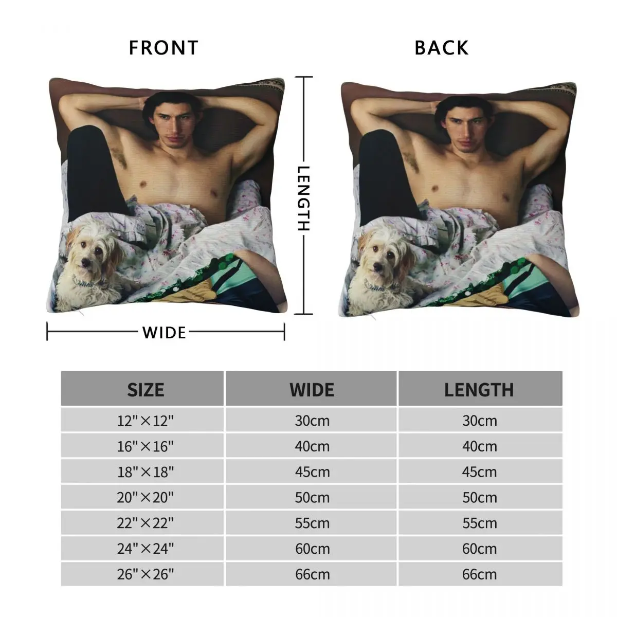 Adam Driver With Dog Photosession Square Pillowcase Pillow Cover Polyester Cushion Decor Comfort Throw Pillow for Home Bedroom