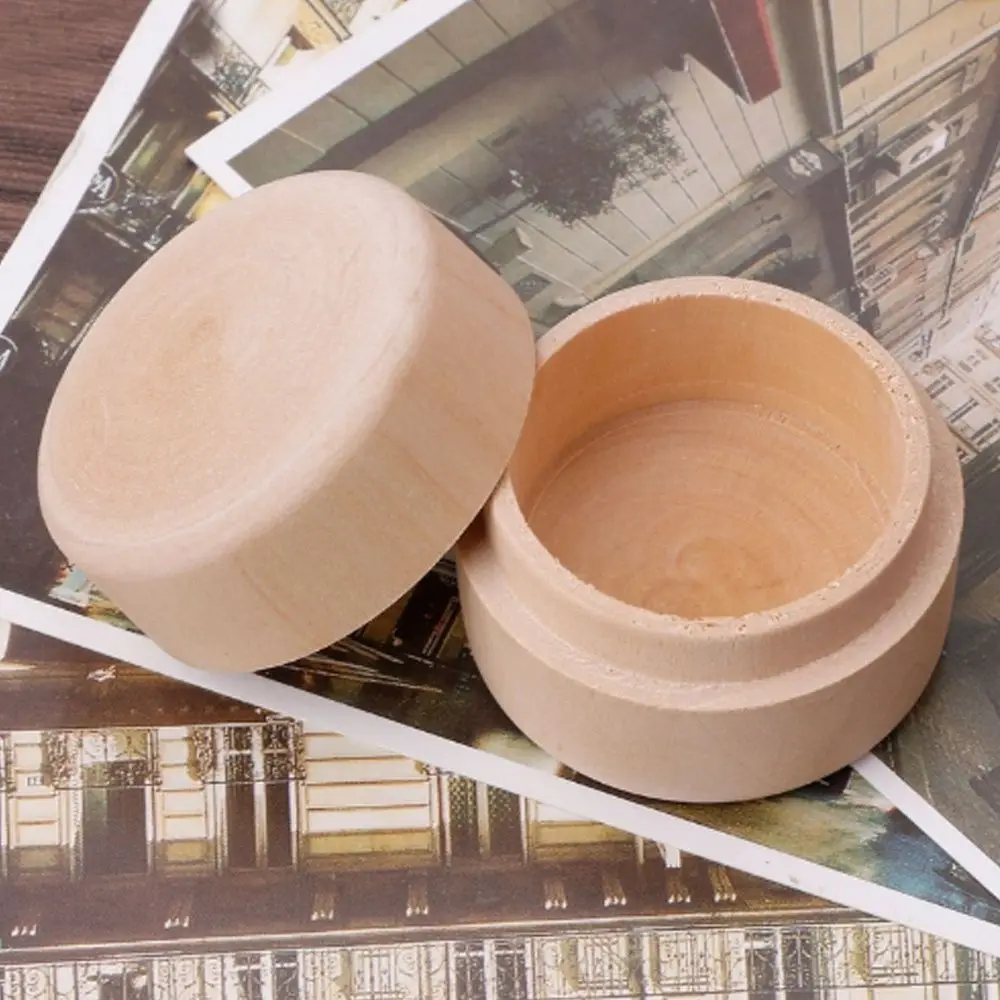 1 PCS Durable Wooden Storage Boxes Simple Decorative Storage Container Natural Round Jewelry Storage Organization