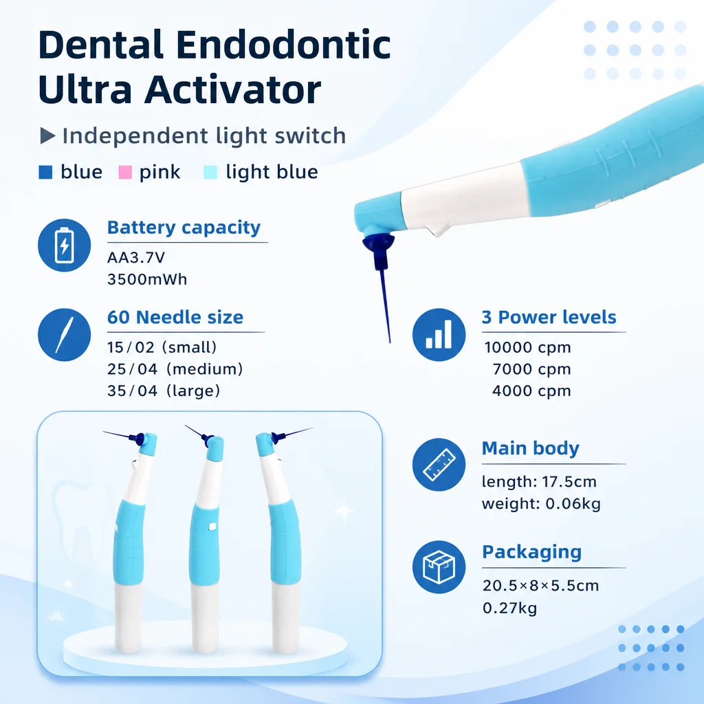 Dental Sonic irygator porady Endo aktywator bezprzewodowe ultradźwiękowe mycie zębów z 60 końcówkami akumulator ładowany przez USB — zdjęcie 3