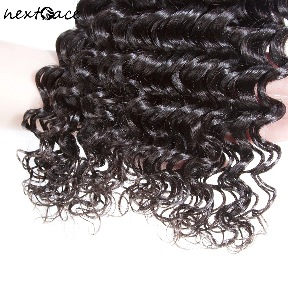 NextFace Deep Wave Brazilian Hair Deep Wave Human Hair Bundles 10A Grade Deep Wave Curly Hair Bundles Thick Hair Weaves Bundles