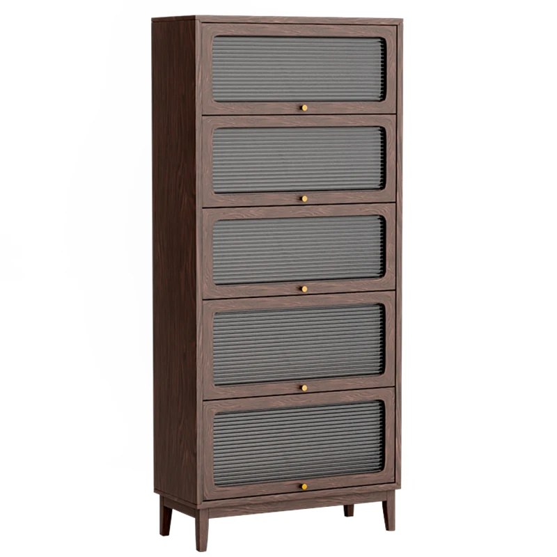 Solid wood bookcase dust-proof with glass door bookshelf household living room floor rack multi-layer locker display cabinet