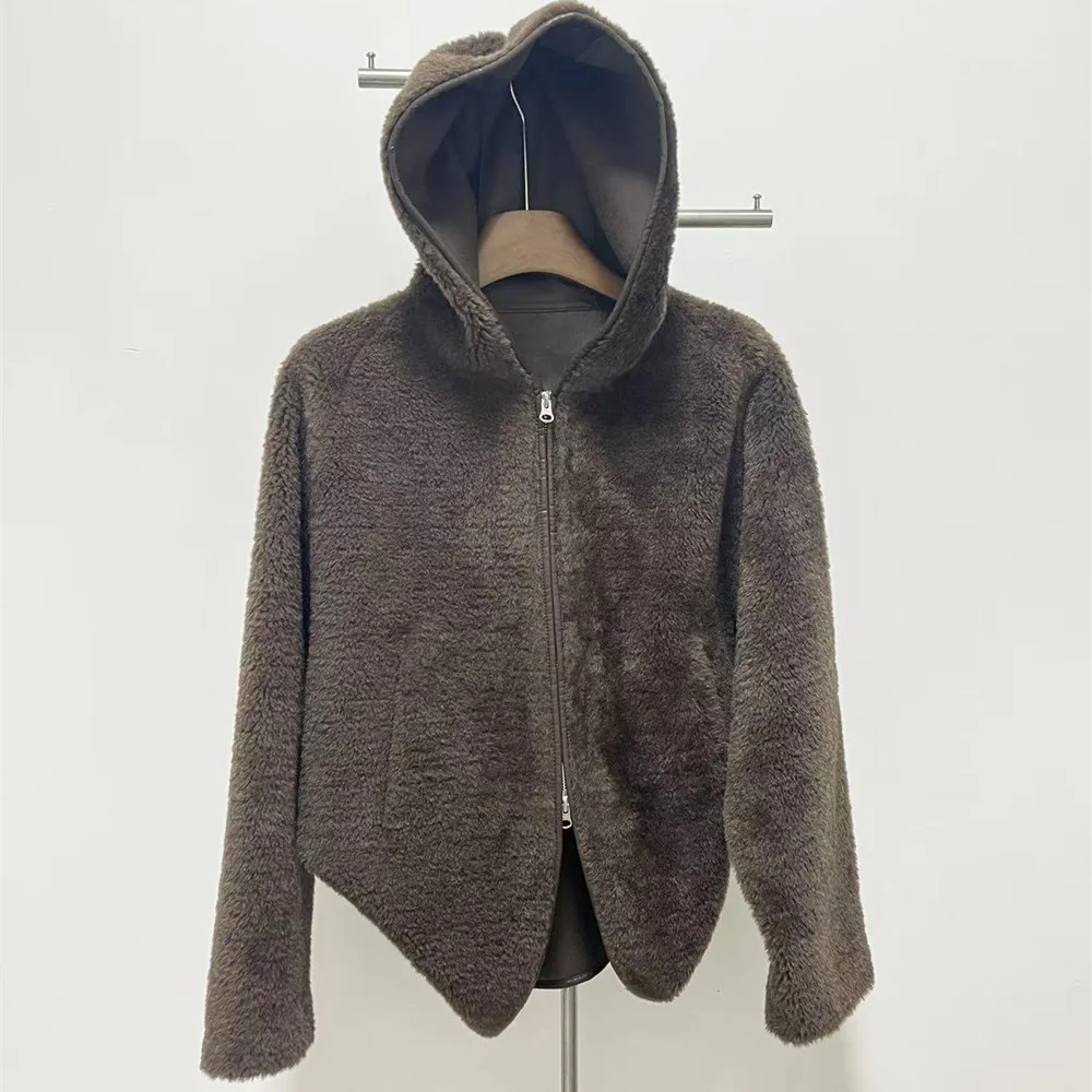 

2025 Winter Women's Hooded Fleece Jacket, Loose Fit, Casual, Zipper, Women's Outerwear, Y2K New Fashion, High-Quality Coat bra