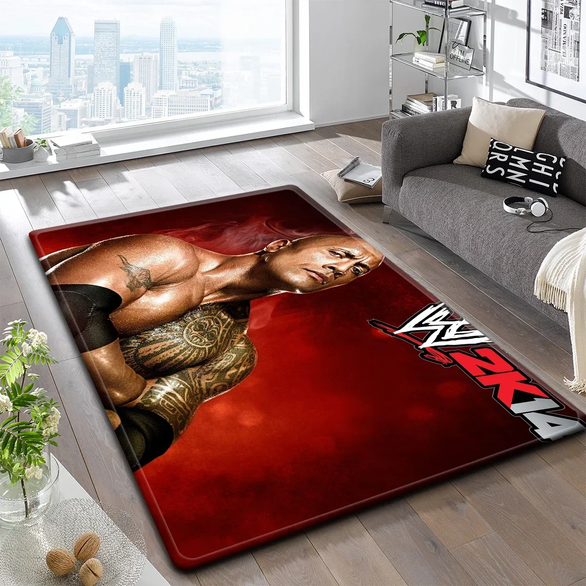 W-WWE World Wrestling LOGO TV GAME Carpet Kitchen Mat Entrance Doormat Bedroom Decoration Living Room Bathroom Anti-slip Rug