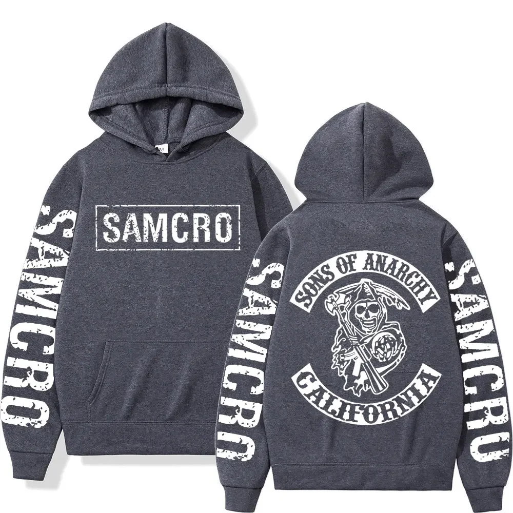 Sons of Anarchy bedruckter Hoodie, Gothic-Retro-Fleece-Sweatshirt für Männer und Frauen, lässiger Pullover für Herbst und Winter. – Detail 3