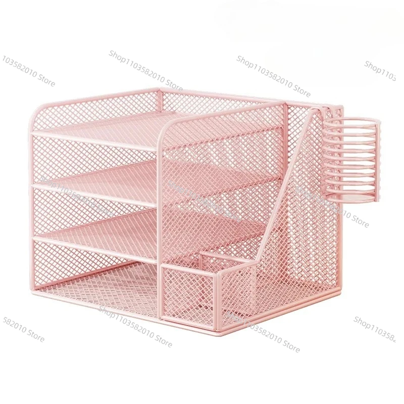 Multi-layer Desktop File Rack, Office Document Organizer Shelf, Desk Bookshelf Storage Box for Home & Work
