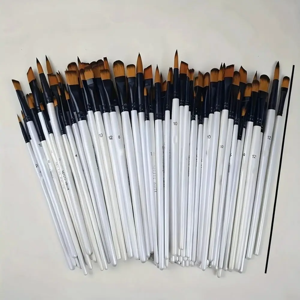 Professional Artist Paint Brush Kit Wooden Handle Nylon Hair Supplies For Oil Acrylic Watercolor Wall Mural Art