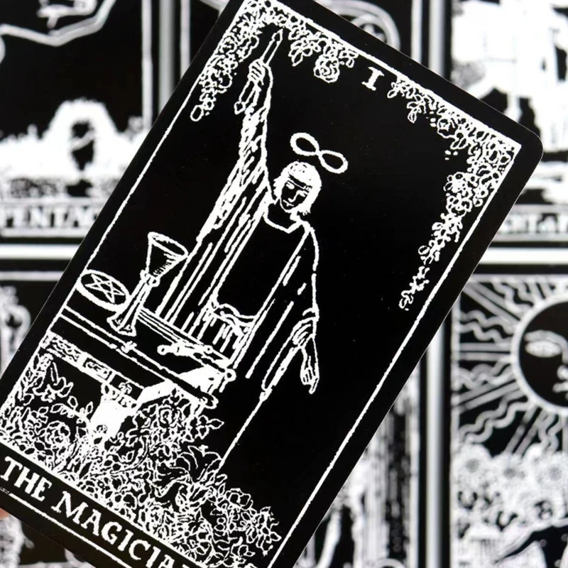 Black and White Rider Tarot Deck 78 Pcs Tarot Cards for Beginners Rider-waite Tarot System Pocket Size