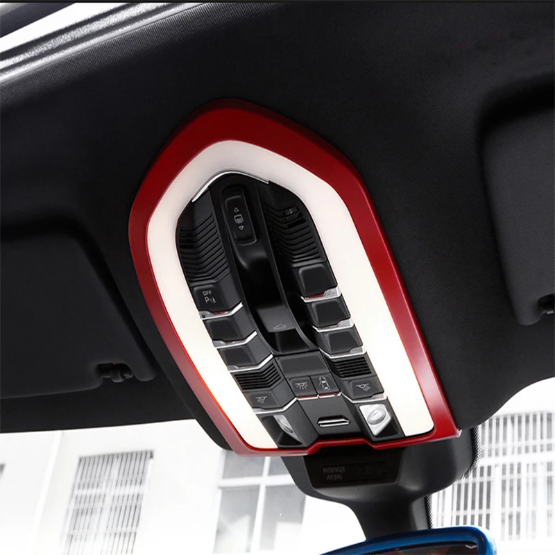 Car styling Front Inner Reading Light Cover trim decoration strips Interior roof Lamp Frames For Porsche macan Cayenne Panamera