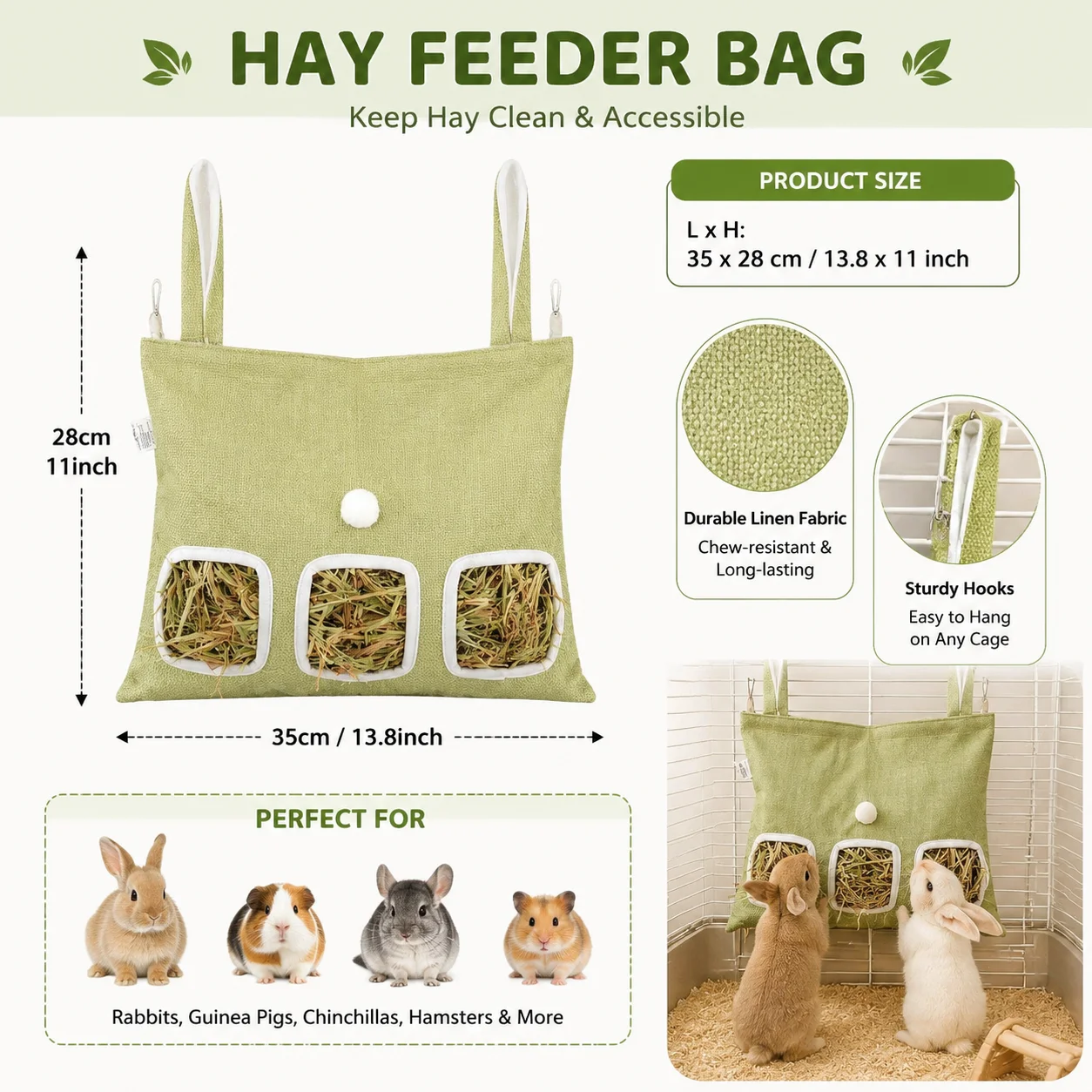 2PCS Rabbit Bed & Hay Feeder Bag Set with Strawberry Hideaway House Sd0779c80551b48a784af51ab439af80aq