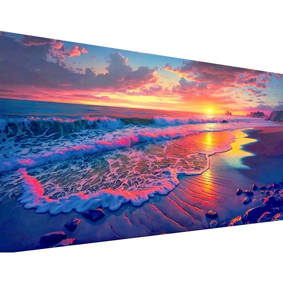 5D DIY Diamond Painting sunset sea wave Full Diamond Mosaic color cloud Diamond Embroidery Kit Rhinestone Home Art Decoration