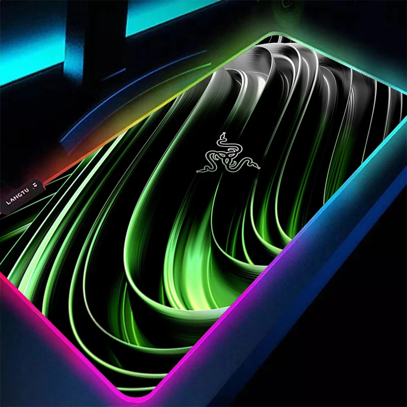 Alas Mouse LED RGB Razer Fashion Mewah Aksesoris PC Alas Mouse Gaming Besar Alas Laptop Karet Alas Meja HD Anti Selip