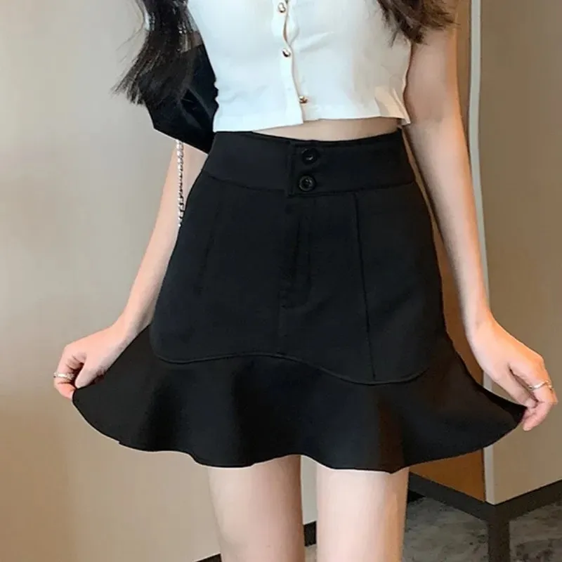 

Slimming A-Line Skirt Women's Summer Hot Girl Small Size Sexy Fish Tail Half Skirt Casual Style High Waist Polyester Fiber