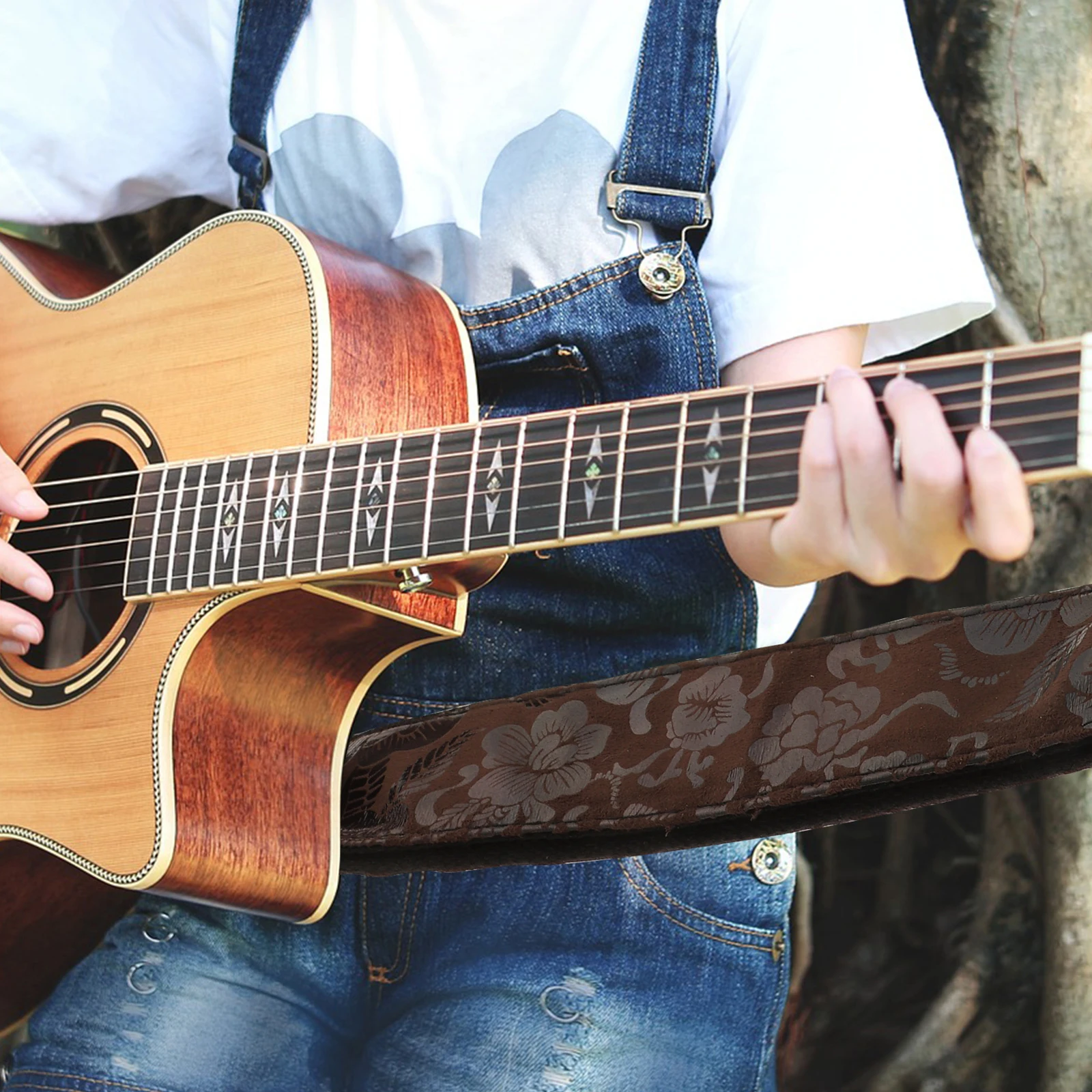 

Guitar Strap Chic Electric Belt Genuine Musical Instruments Accessory Back