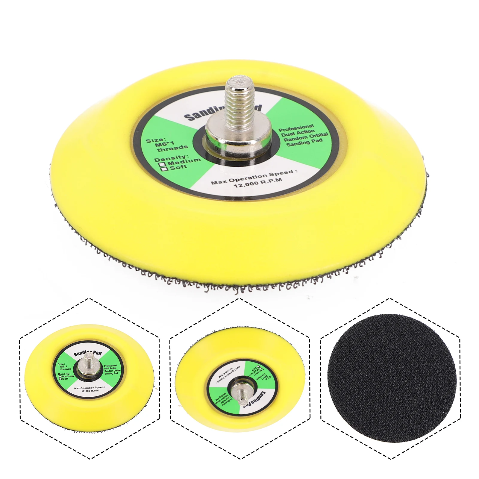 1Pc 1 ''- 6'' Polijsten Schuurkussen Pneumatische Schuurmachine Schijf Backer Plaat Haak & Lus Voor Luchtschuurmachine Da Schuurmachines Grinder Roterend Gereedschap