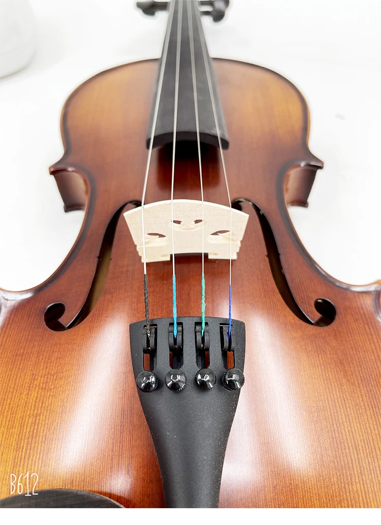 

High Grade 4/4 Full Size Natural Flamed Acoustic Violin Premium Solid Wood Stringed Instrument For Professional Use