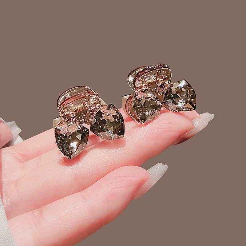 1Pc Bowknot Rhinestone Black Hair Claws Women Girls Headwear Elegant Shining Hairpins Side Bangs Barrettes Hair Accessories