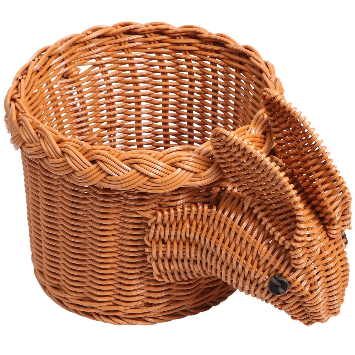 

Candy Basket Woven Storage Tray Rabbit Shape Desktop Organizer Fruit Snack Holder Material Housewarming Gift Bamboo