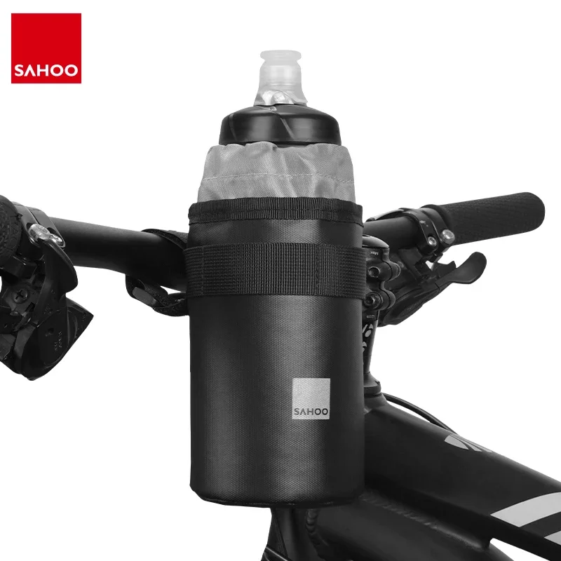 Sahoo Water Bottle Foil Lined Bag for Handlebar Stem Mount 750ml Drinks Kettle Cooler Pouch Front Tube Frame Pannier