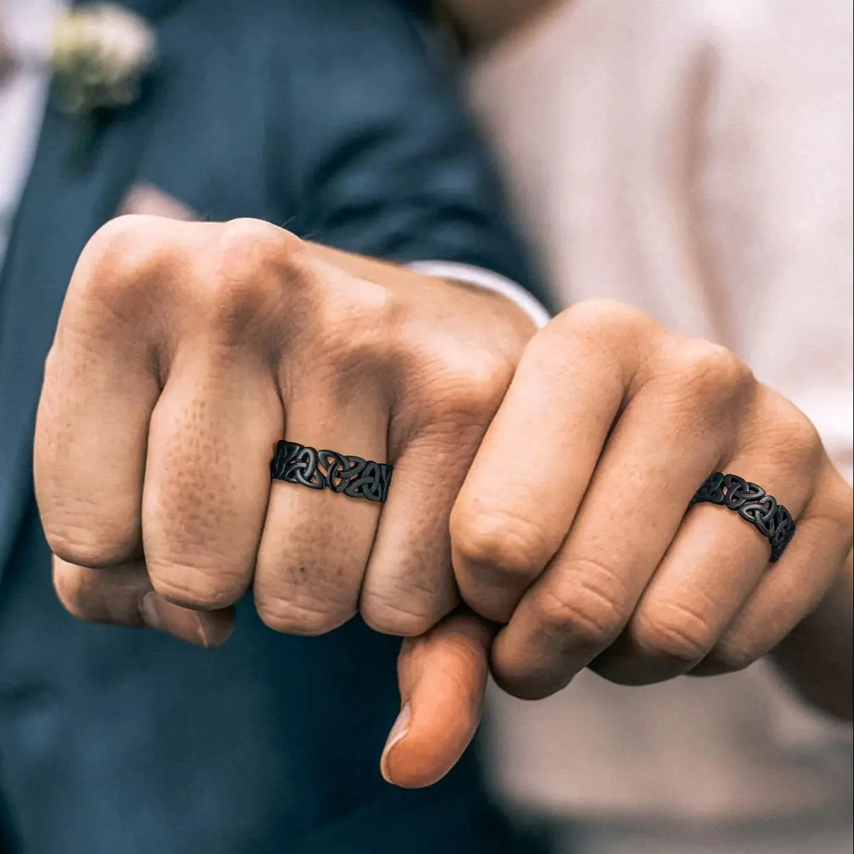 U7 Irish Celtic Knot Triquetra Rings for Man Women Classic Hollow Out Symbols Stainless Steel Promised Rings Couple Jewelry - view 2