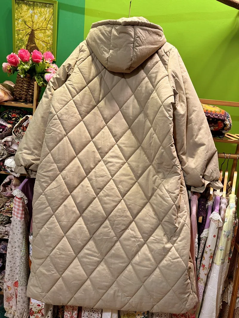 Cappotto lungo trapuntato con cappuccio ricamato con volant dolce inverno per donna Lolita Mori Girl Kawaii carino cappotto Cottagecore alla moda coreana